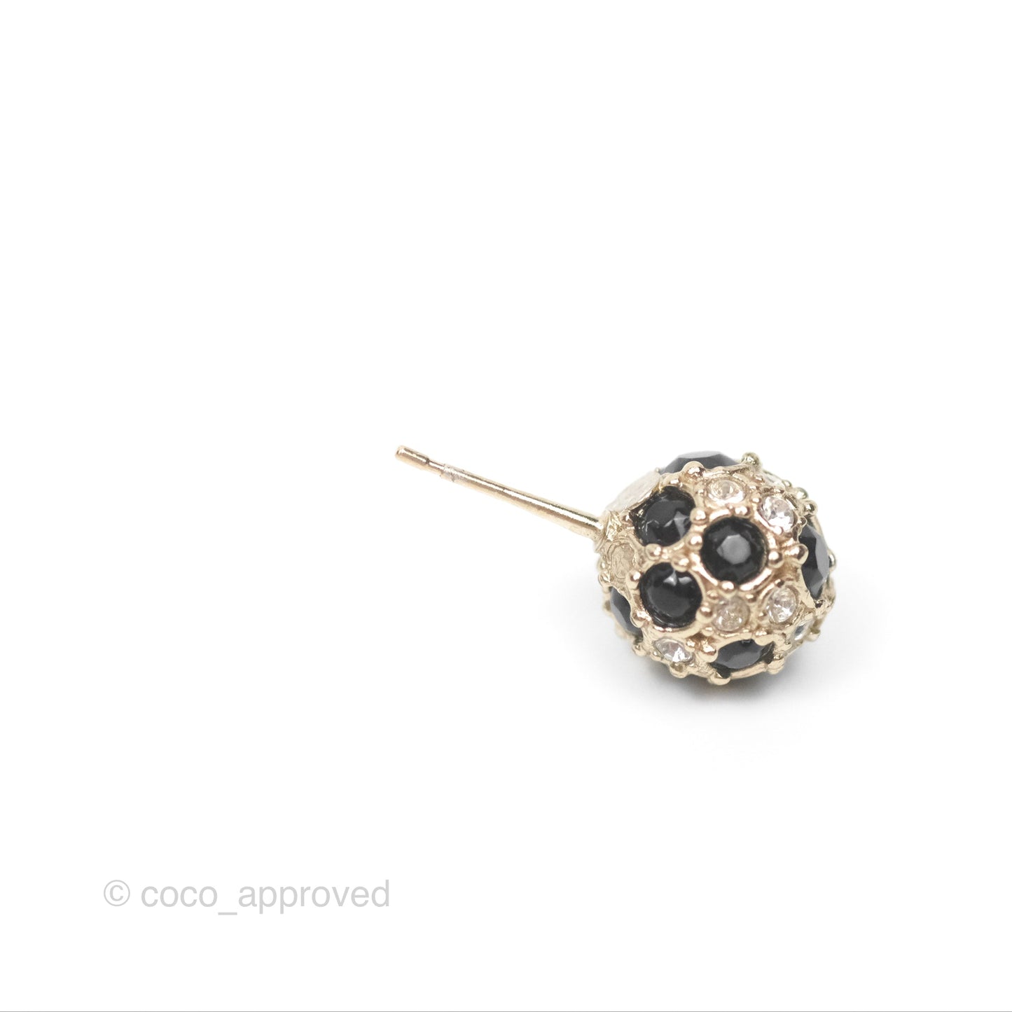 Chanel Crystal Black Resin Ball Earrings 19P