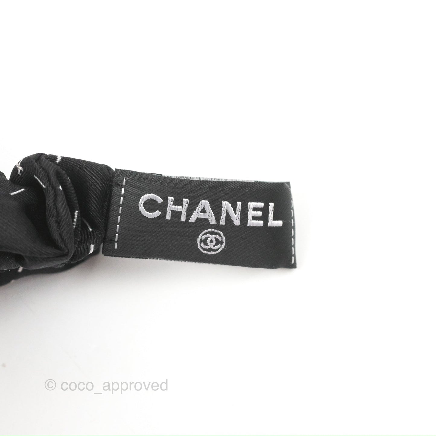 Chanel Logo Quilted Printed Silk Hair Accessory Black