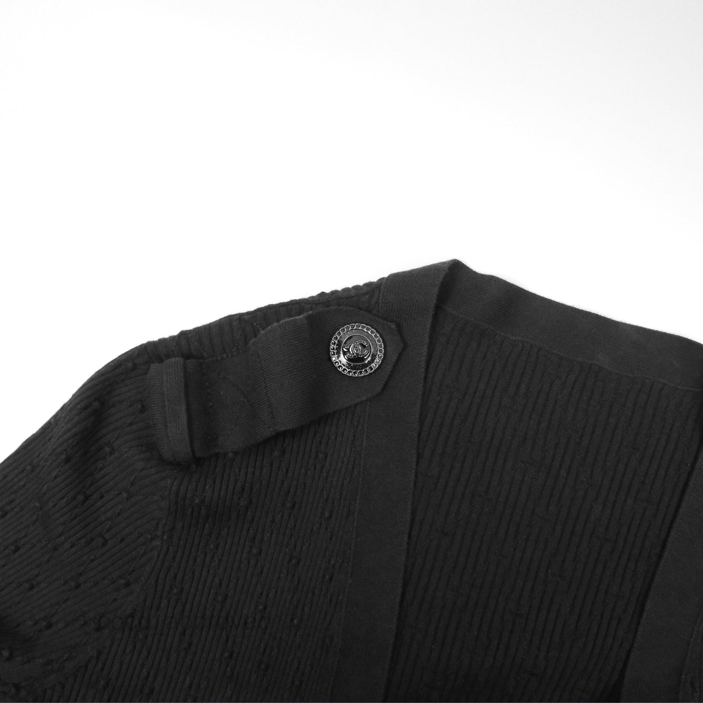 Chanel Ribbed Cardigan Black 16P