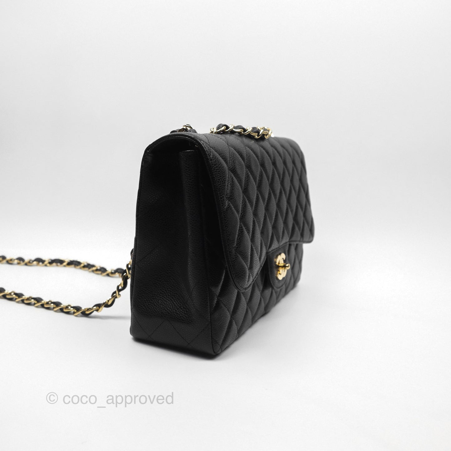 Chanel Jumbo Single Flap Black Caviar Gold Hardware