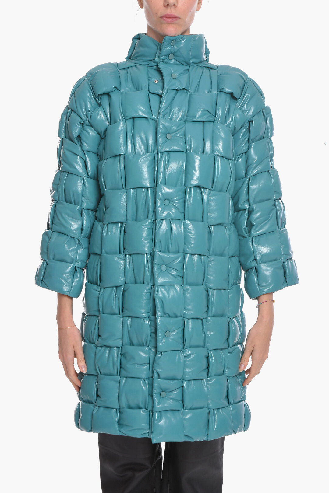Luxury Bottega Veneta Quilted Intreccio leather Coat