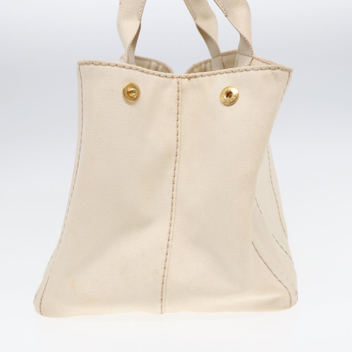Luxury Prada Canapa MM Hand Bag Canvas Cream Gold  87108