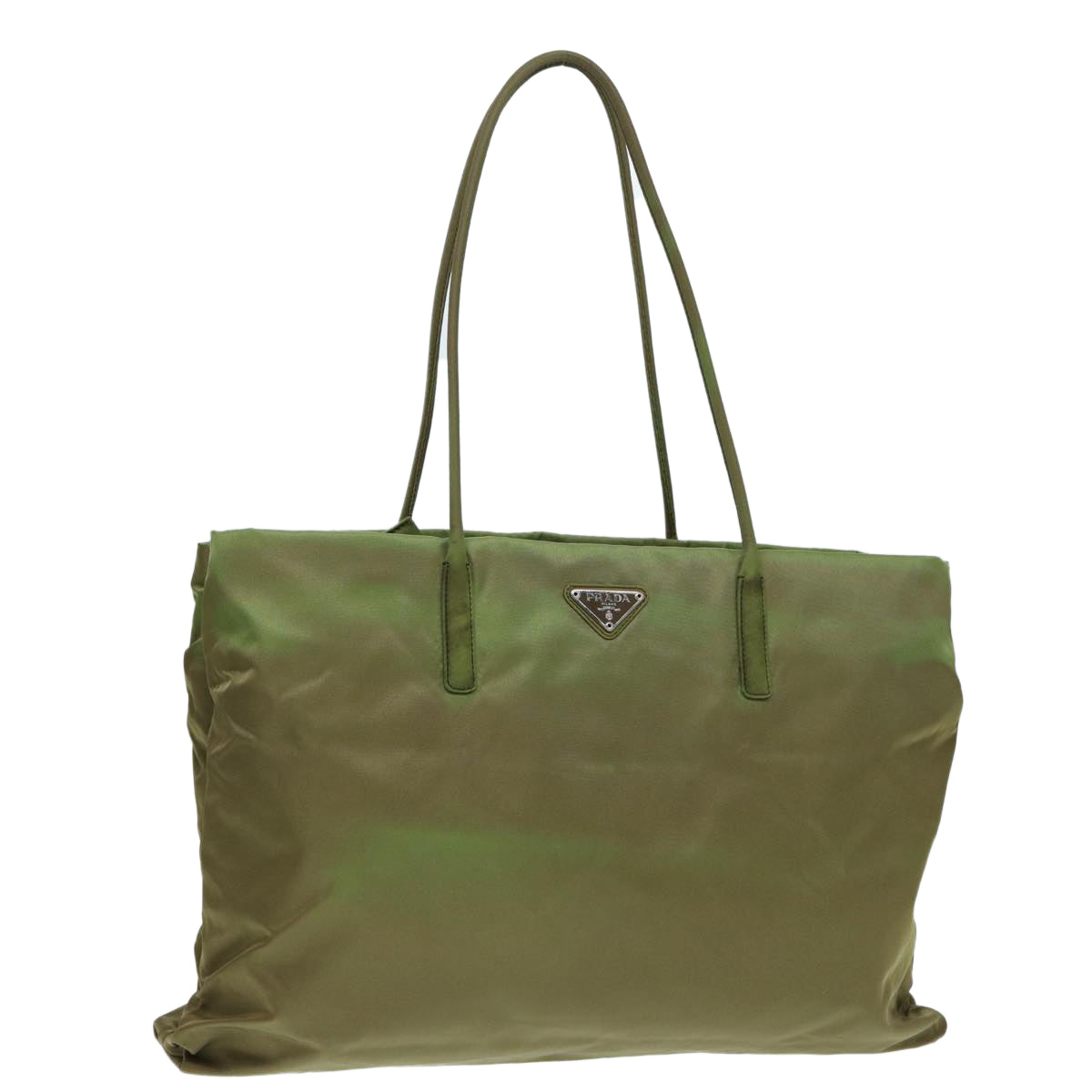 Luxury Prada Tote Bag Nylon Khaki Silver  87118