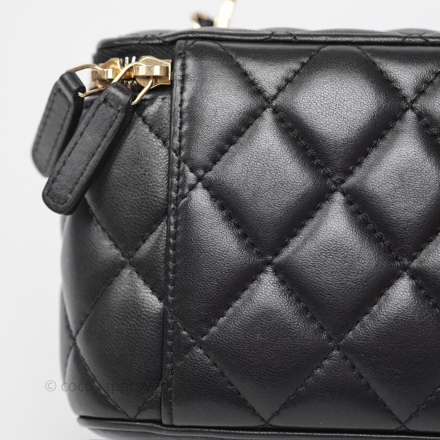 Chanel Crystals Top Handle Vanity Rectangular Black Lambskin Gold Hardware