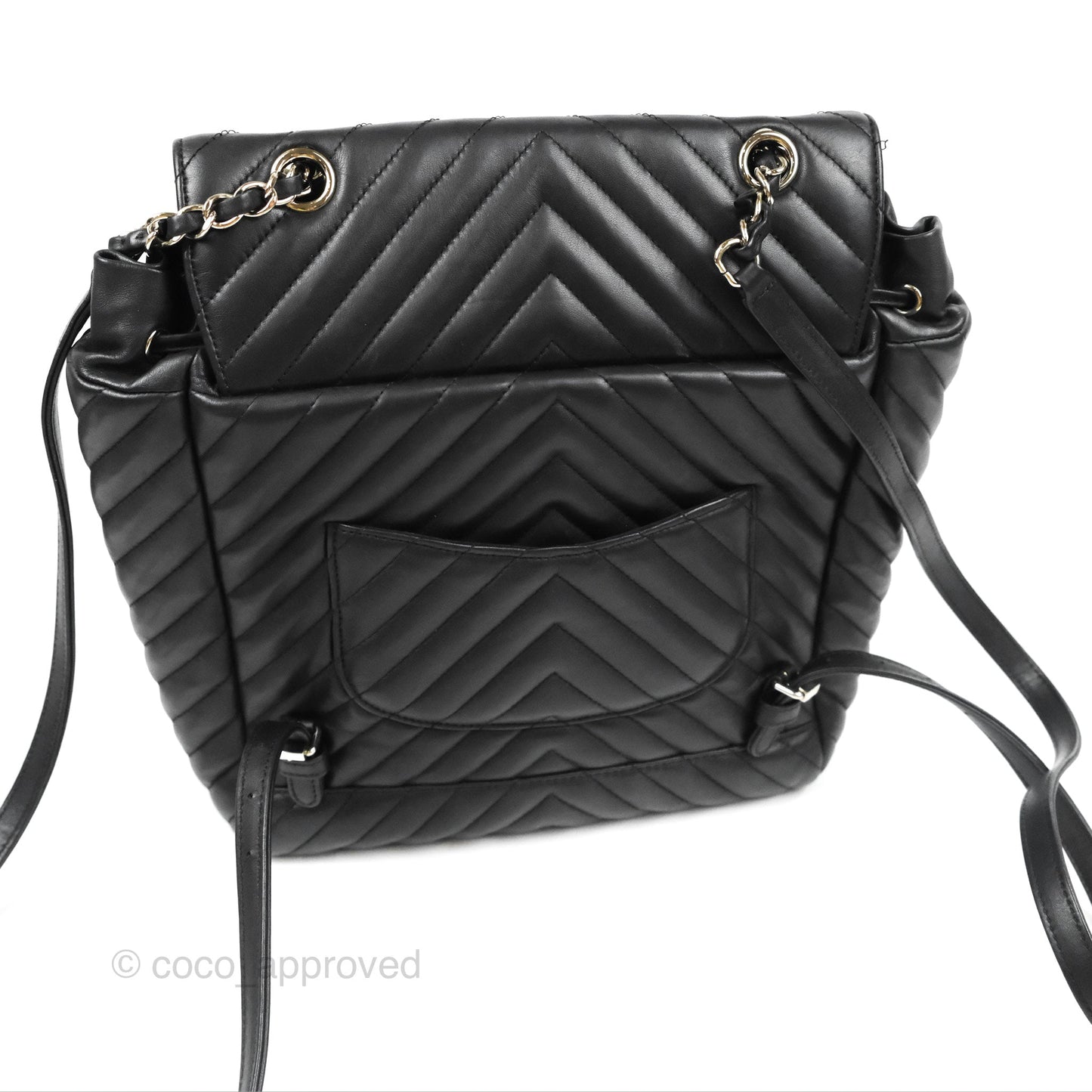 Chanel Medium Chevron Urban Spirit Backpack Black Calfskin Silver Hardware