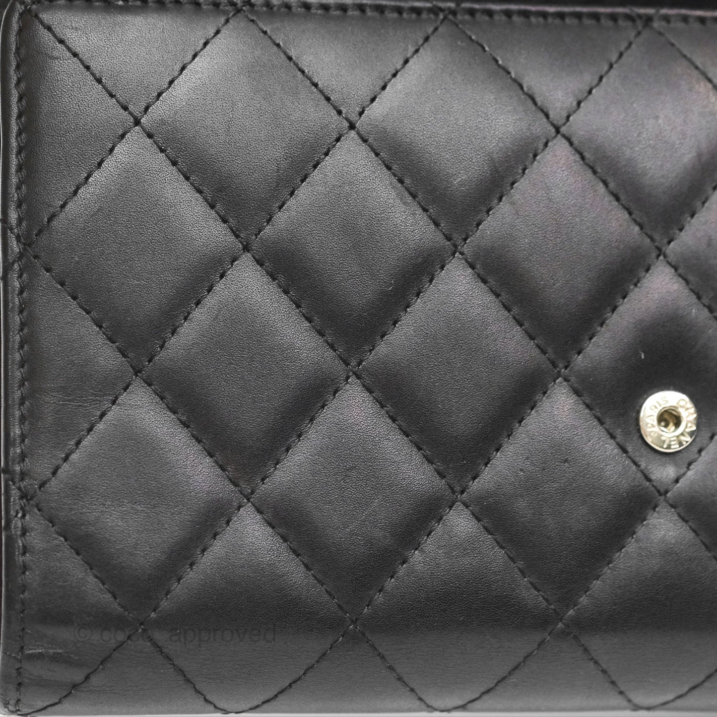 Chanel Quilted Cambon Yen Flap Wallet Black Calfskin Silver Hardware