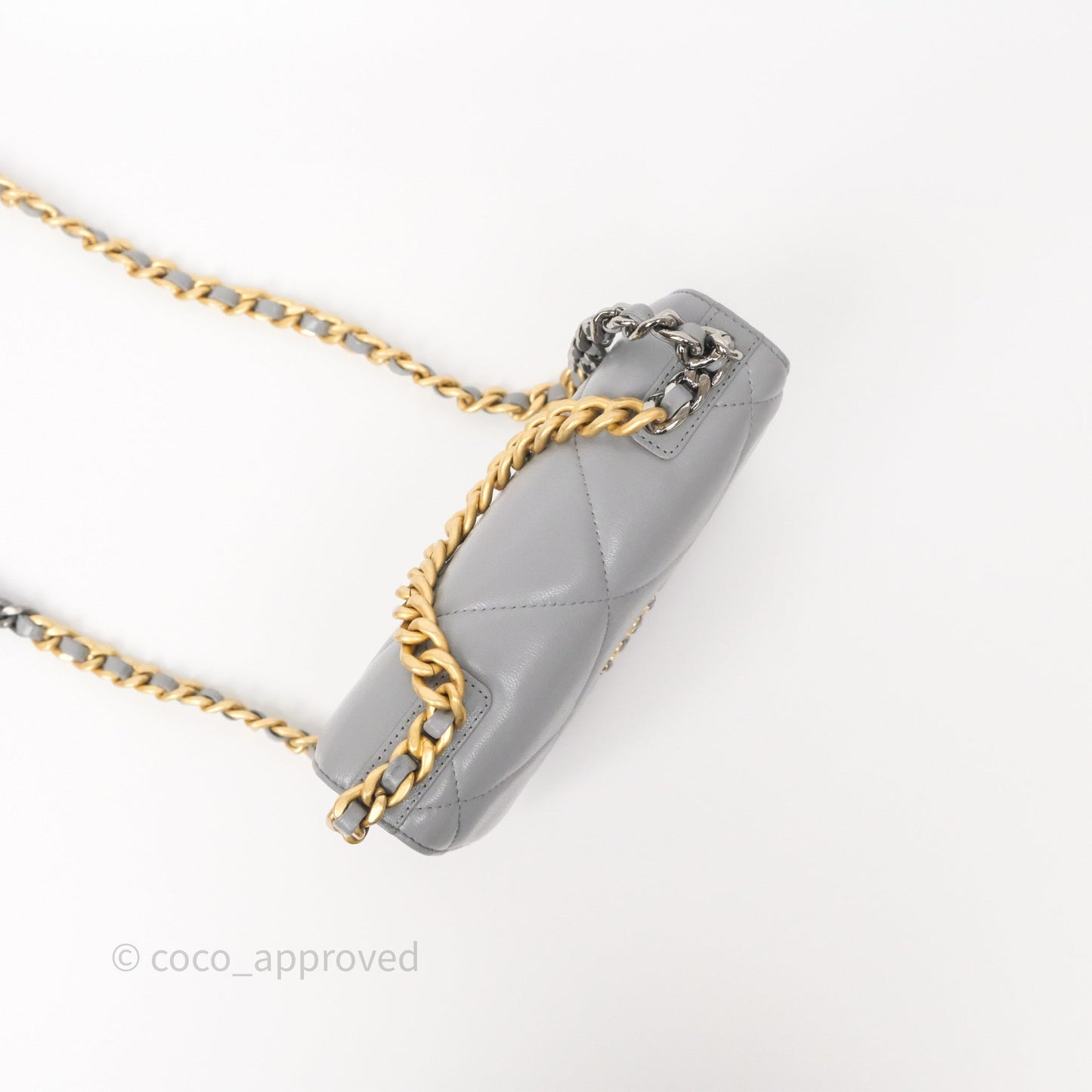 Chanel 19 Wallet on Chain WOC Grey Lambskin Mixed Hardware