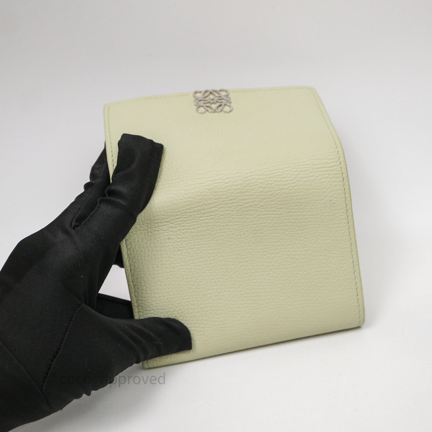 Loewe Anagram Small Vertical Wallet Green Silver Hardware