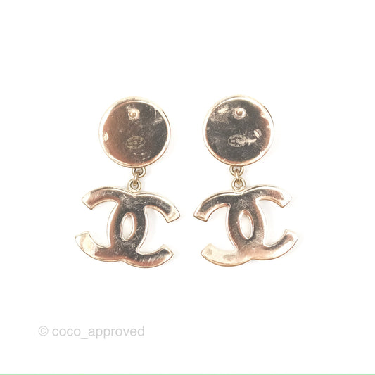 Chanel CC Logo Enamel Pink/ Black Drop Earrings 23C