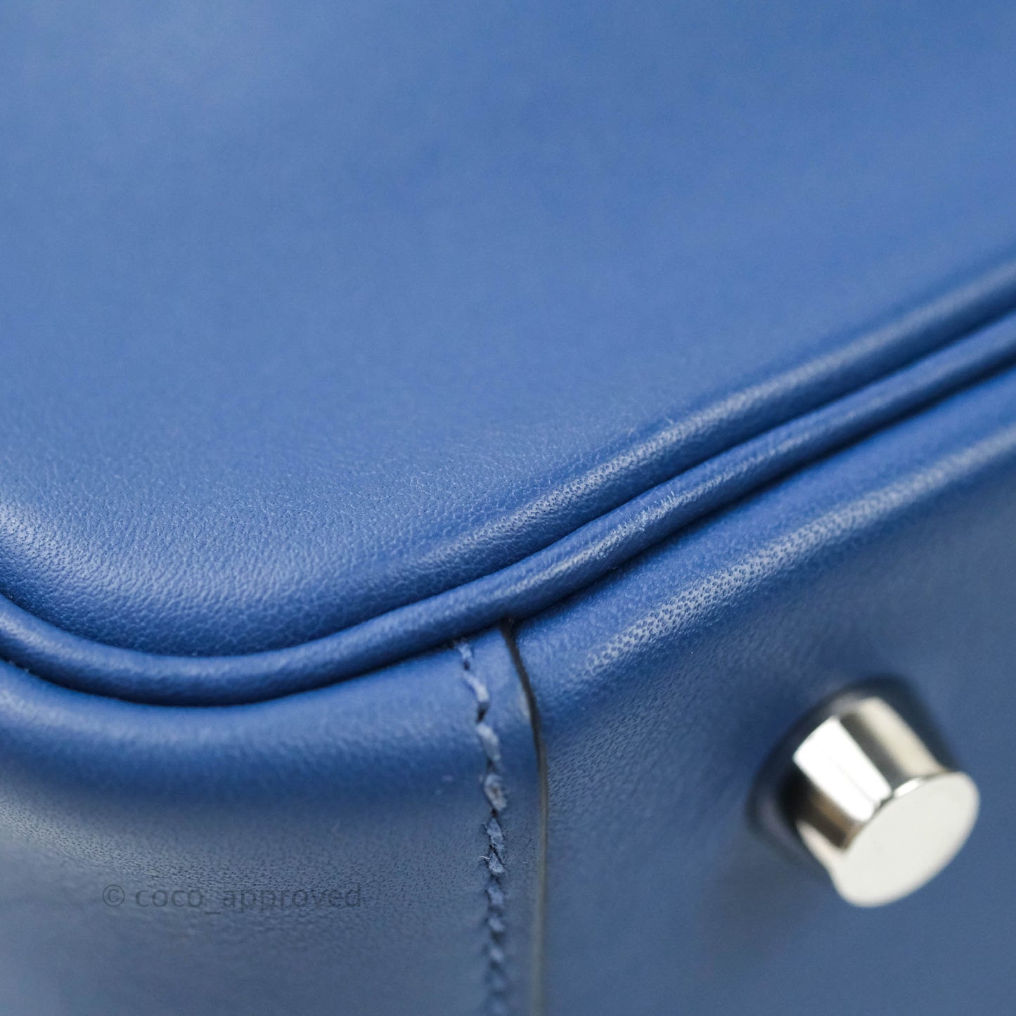 Hermès Lindy 26 Tressage de Cuir Swift Bleu Brighton Palladium Hardware