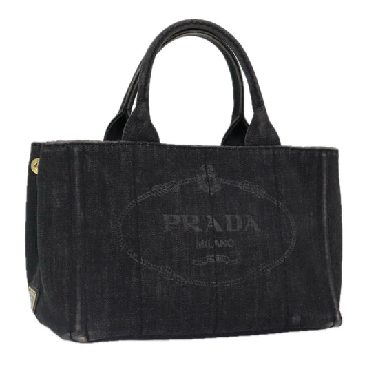 Luxury Prada Canapa PM Hand Bag Denim Black  87158
