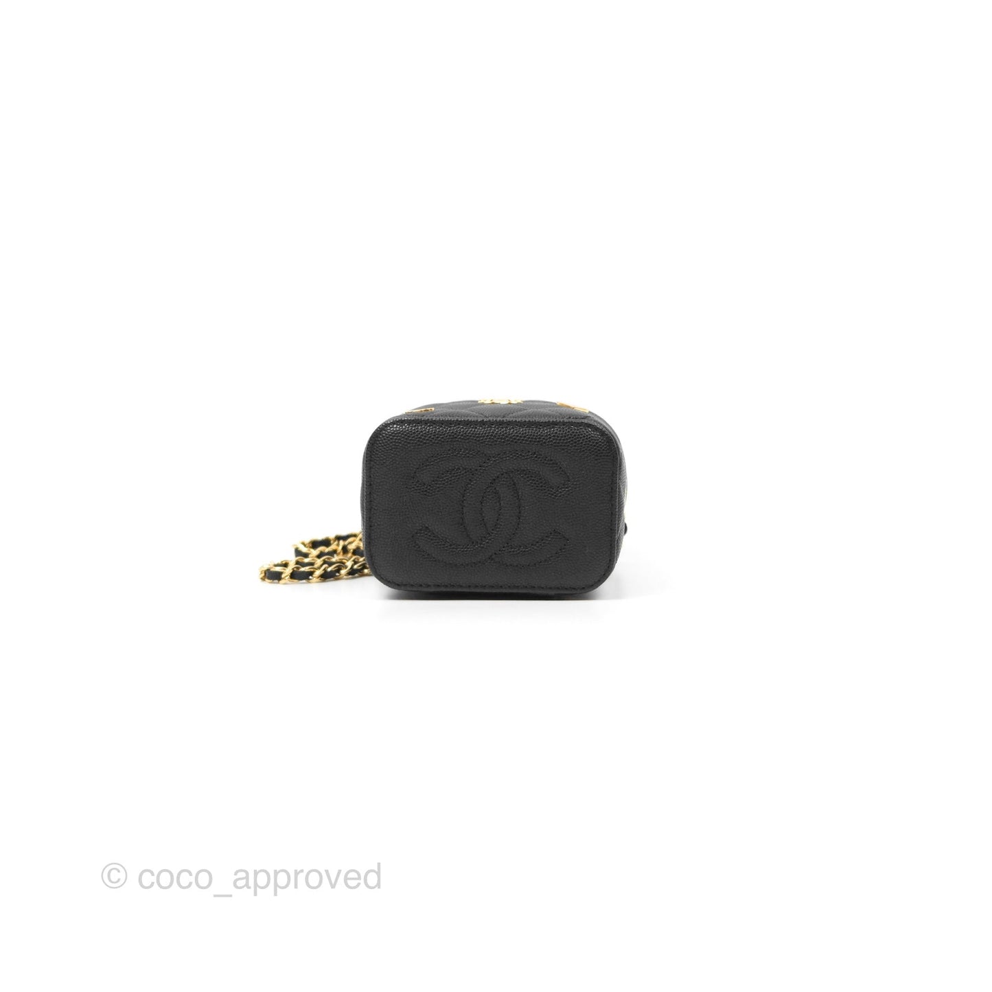 Chanel Mini Poker Vanity With Chain Black Caviar Gold Hardware