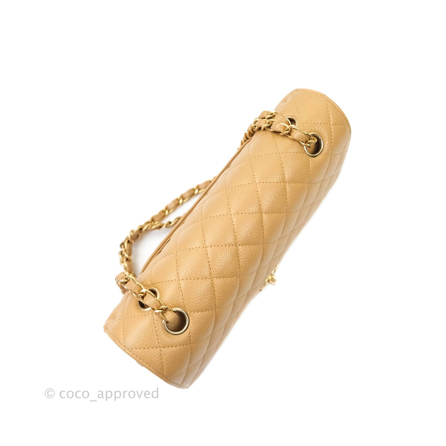 Chanel Classic M/L Medium Double Flap Dark Beige Caviar 24K Gold Hardware