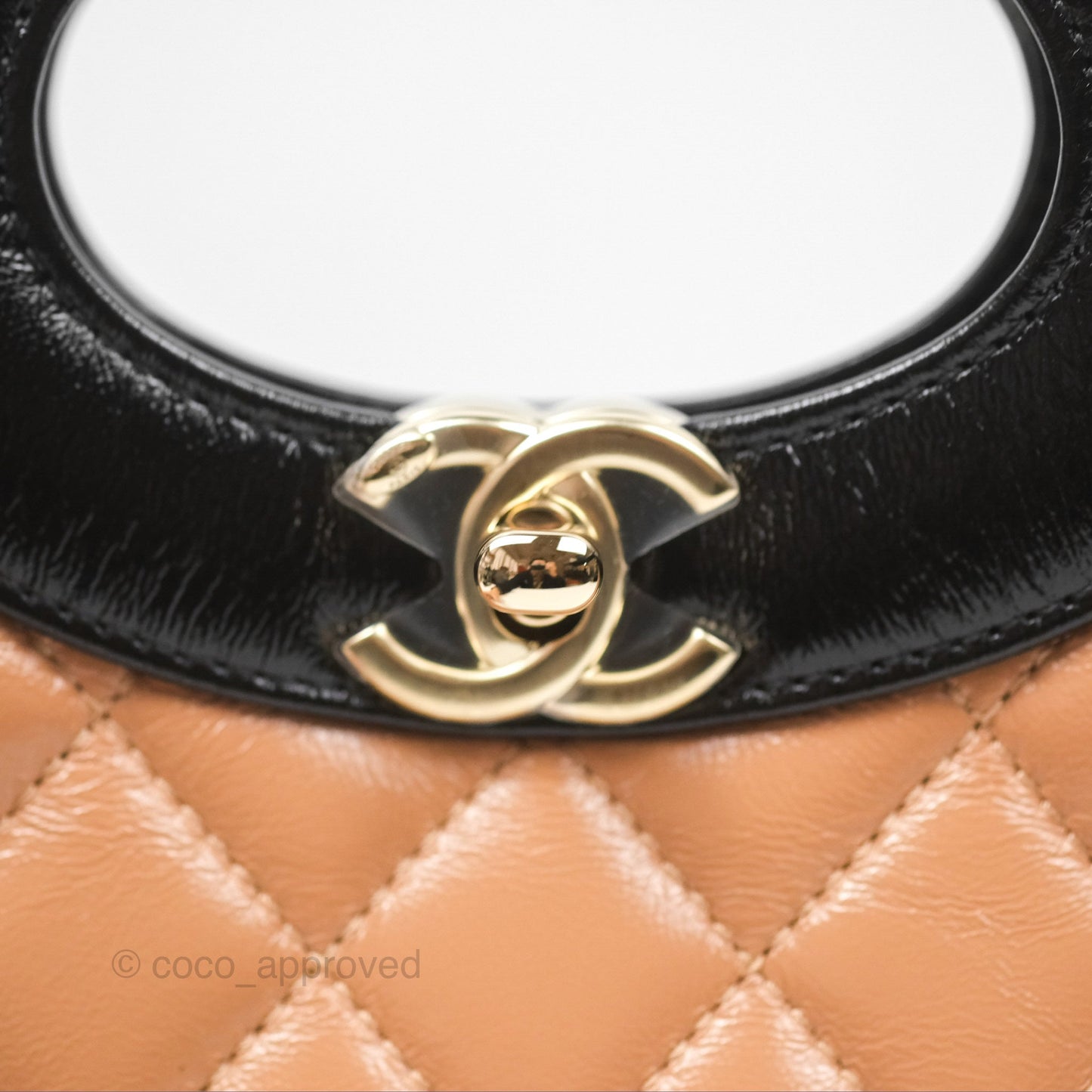 Chanel Mini 31 Beige/ Black Shiny Calfskin Gold Hardware