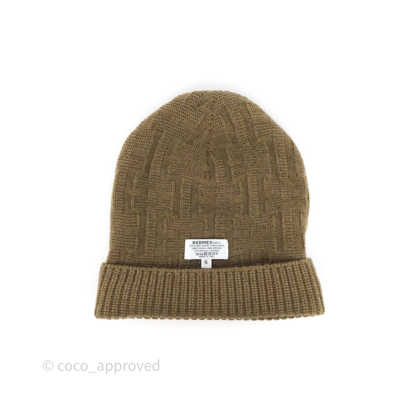 Hermes Knit Beanie Wool Vert Treillis