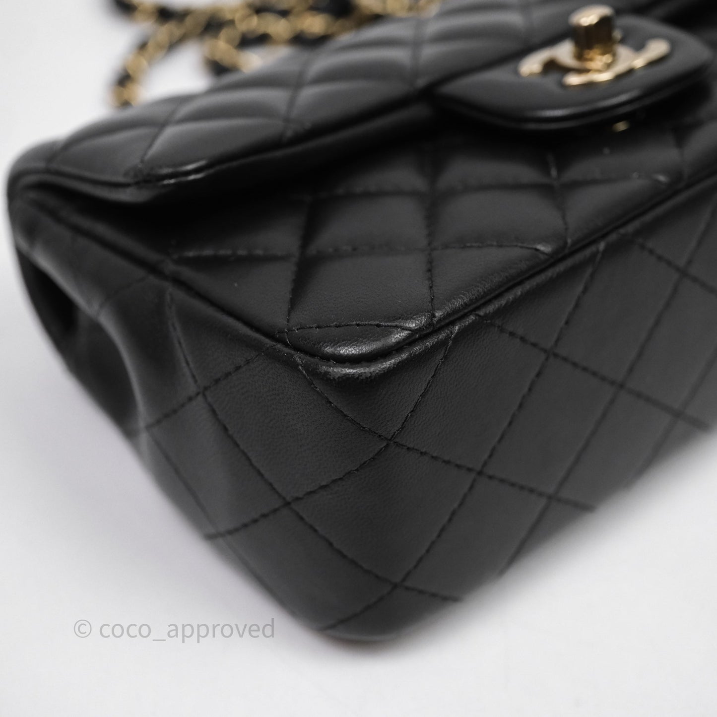 Chanel Mini Rectangular Flap Quilted Black Lambskin Gold Hardware