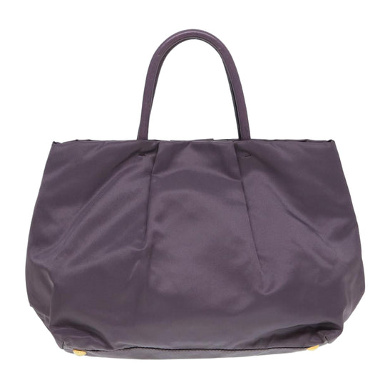 Luxury Prada Ribbon Hand Bag Nylon Purple Gold  87183