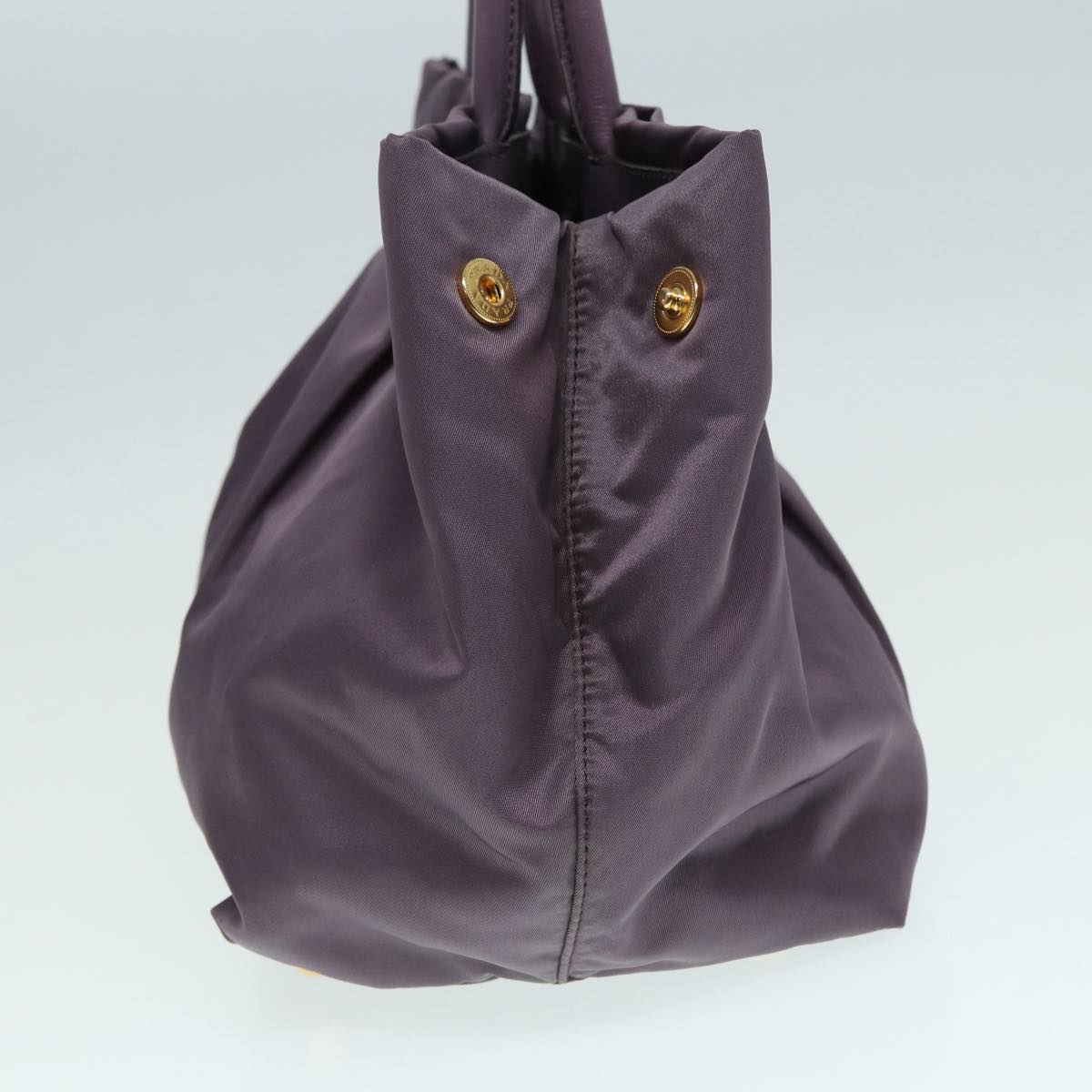 Luxury Prada Ribbon Hand Bag Nylon Purple Gold  87183