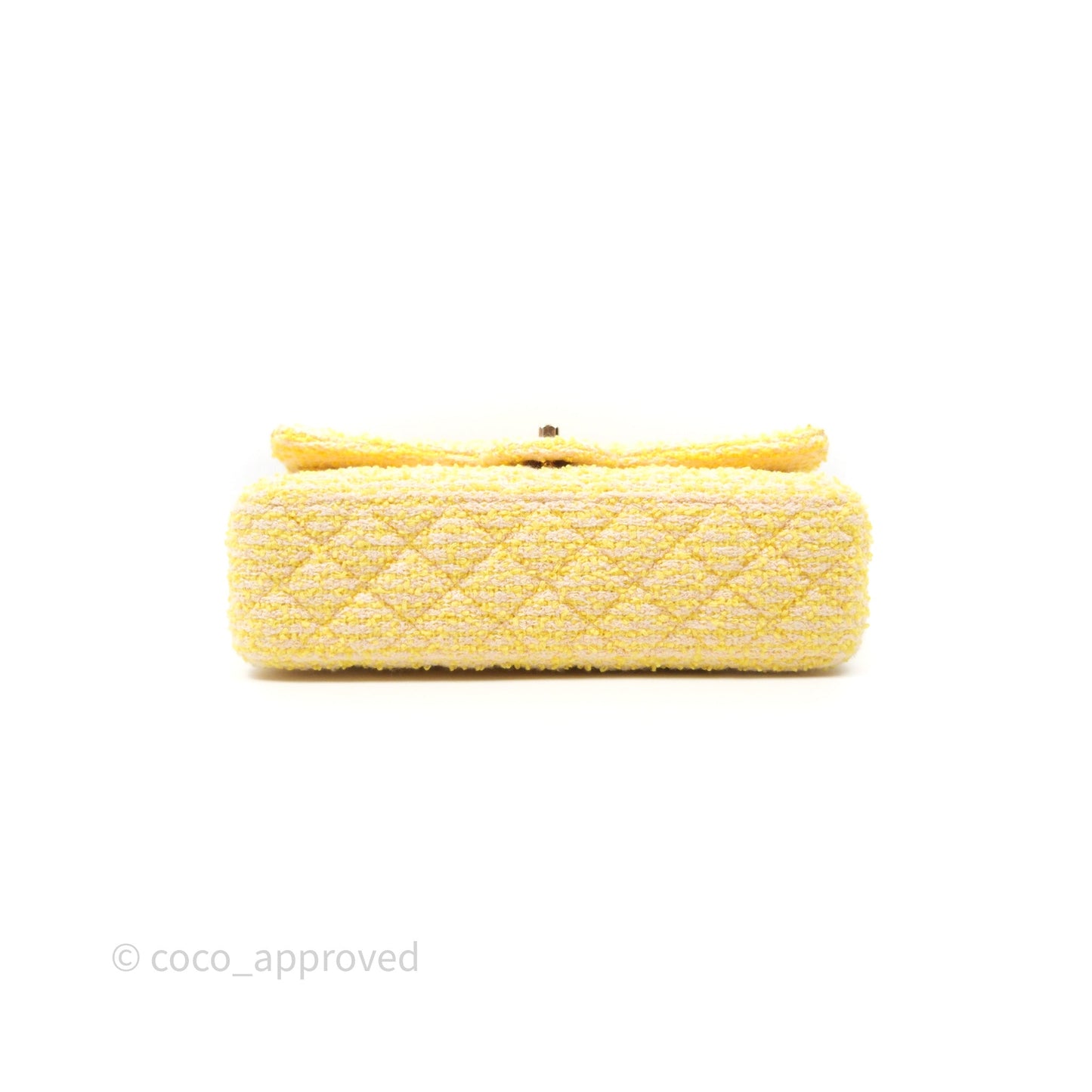 Chanel Classic M/L Medium Flap Quilted Yellow Tweed Gold Hardware