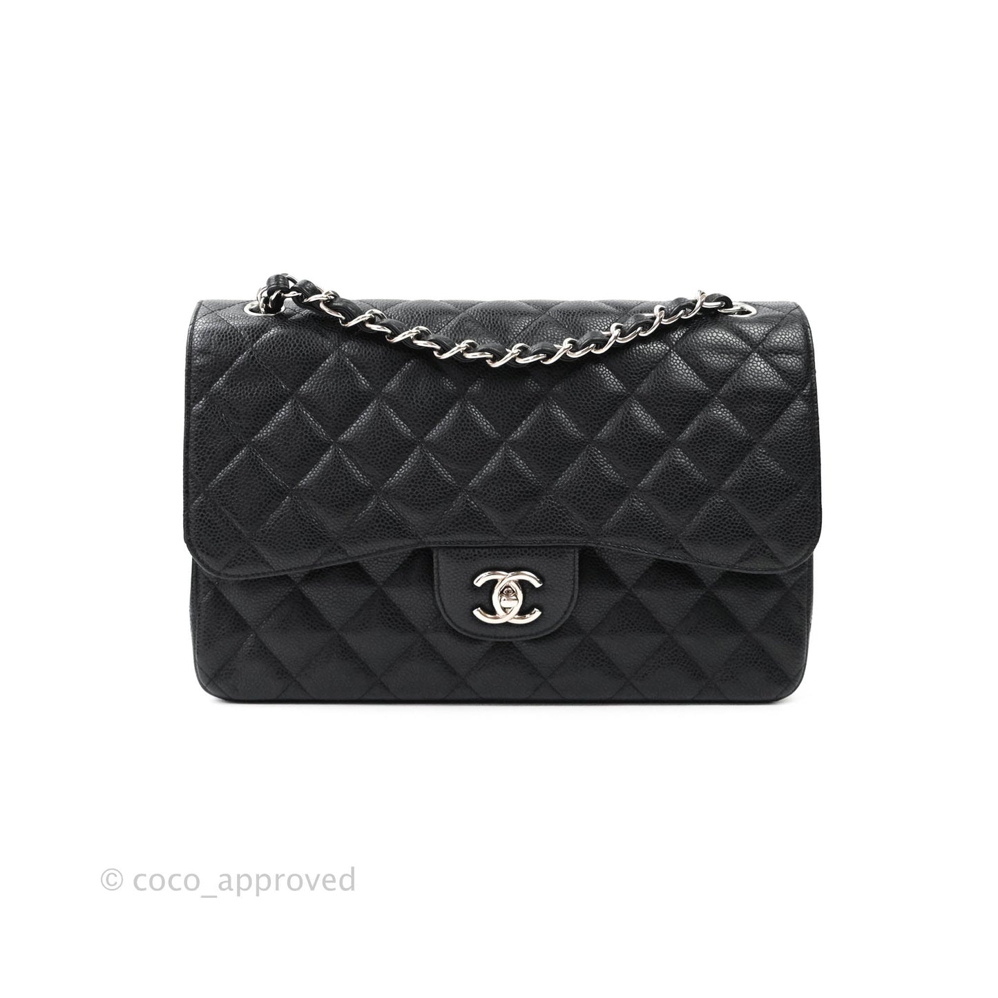 Chanel Jumbo Double Flap Black Caviar Silver Hardware⁣⁣