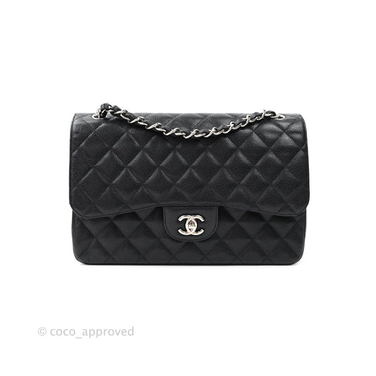 Chanel Jumbo Double Flap Black Caviar Silver Hardware⁣⁣