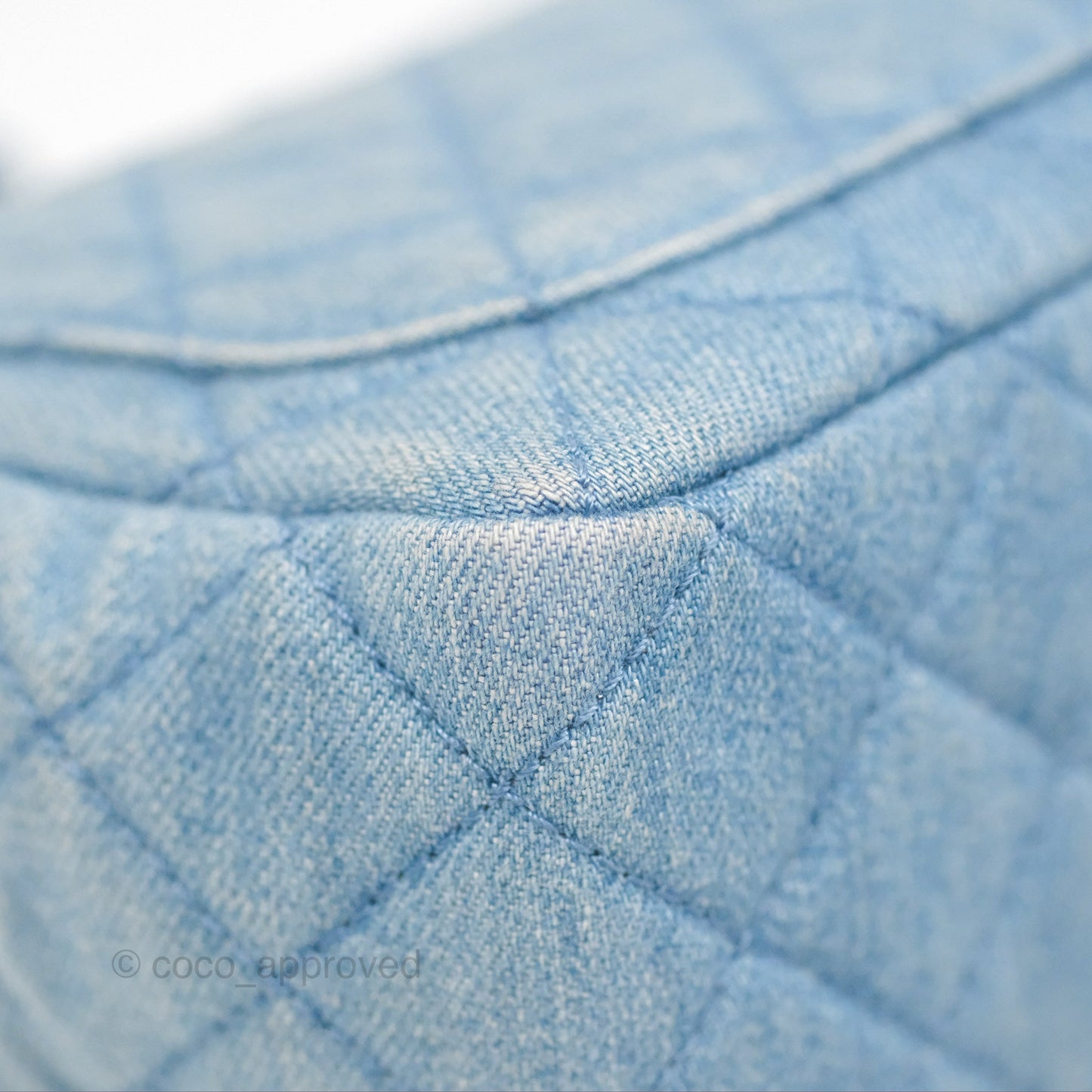 Chanel Mini Square Pearl Crush Quilted Denim Aged Gold Hardware