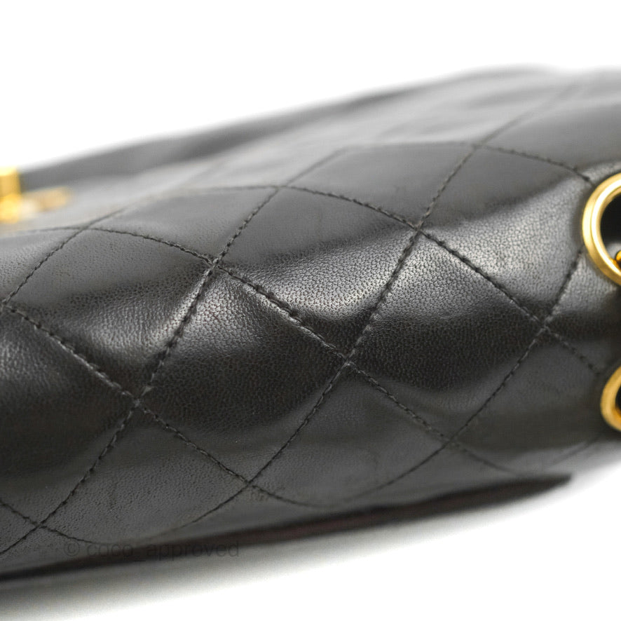 Chanel Classic Vintage Medium Flap Black Lambskin 24K Gold Hardware