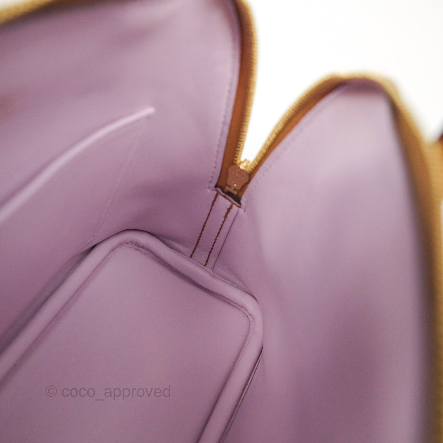 Hermès Bolide Mini 1923 Evercolor Caramel 28/ Mauve Pale 09 Gold Hardware