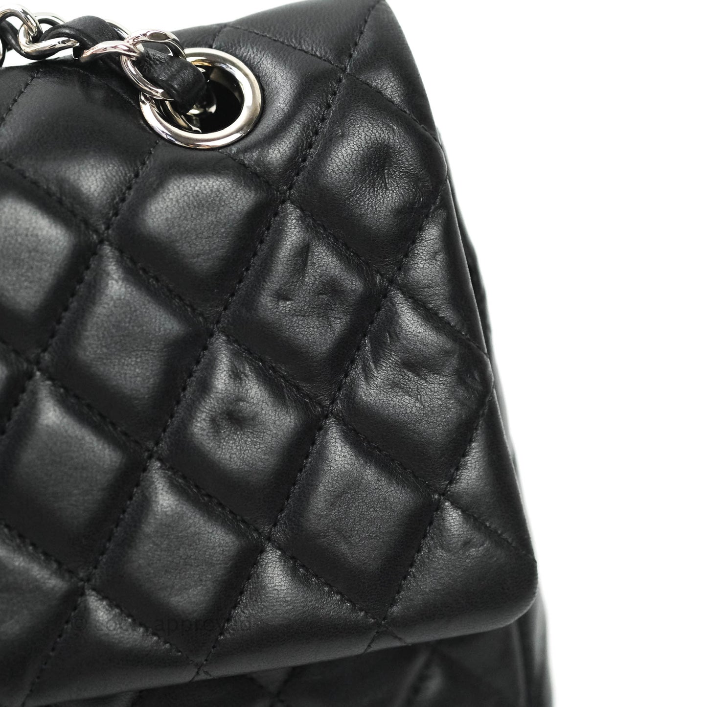 Chanel Classic M/L Medium Flap Bag Valentine Limited Edition Black Lambskin Silver Hardware