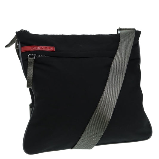Luxury Prada Sports Shoulder Bag Nylon Black Silver  87244