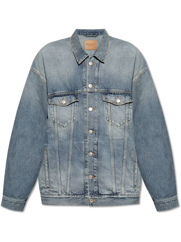 Luxury Balenciaga Oversized Fit Denim Jacket Blue