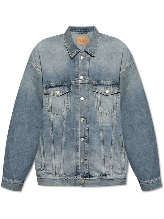 Luxury Balenciaga Oversized Fit Denim Jacket Blue