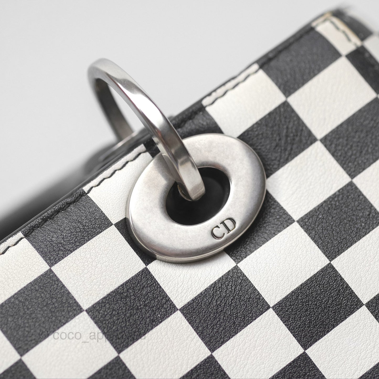 Christian Dior Medium Lady Dior Checkered Black/ White Calfskin