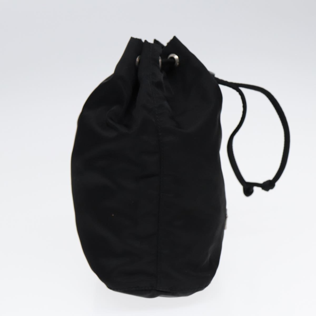 Luxury Prada Drawstring Pouch Nylon Black Silver  87269