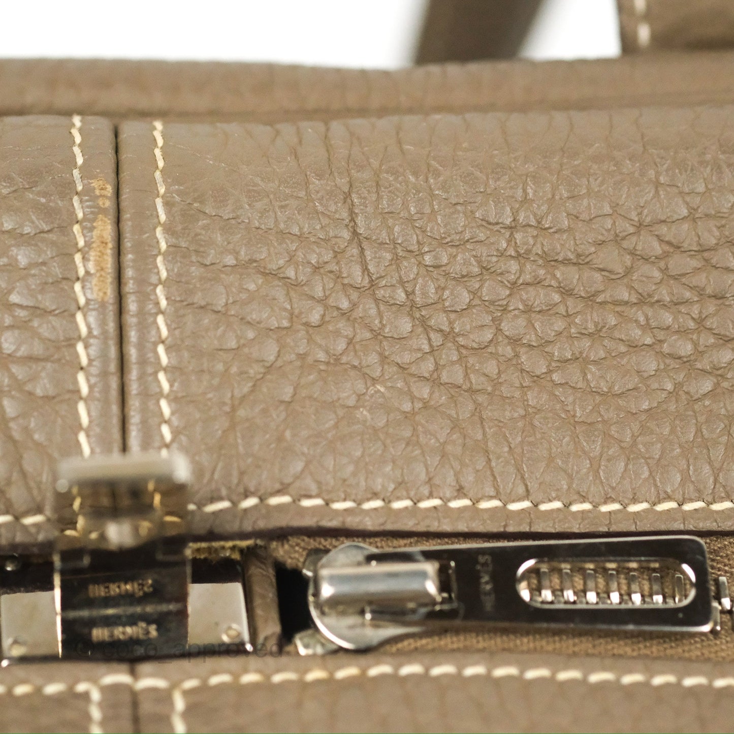 Hermes Victoria II 35 Bag Etoupe Clemence Palladium Hardware