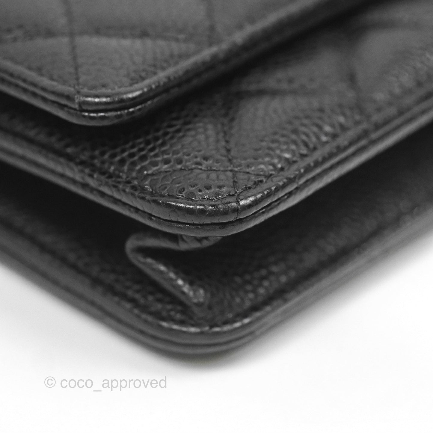 Chanel Classic Wallet On Chain WOC Quilted Black Caviar Gold Hardware