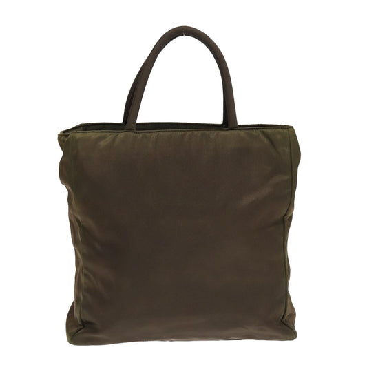 Luxury Prada Hand Bag Nylon Khaki Silver  87302