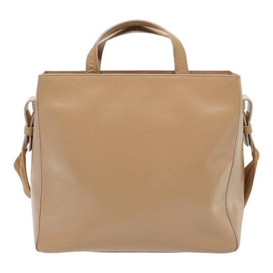 Luxury Prada Hand Bag Patent leather 2way Beige Silver  87345
