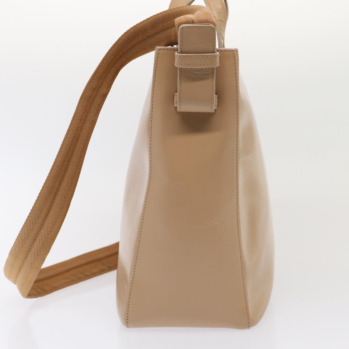 Luxury Prada Hand Bag Patent leather 2way Beige Silver  87345