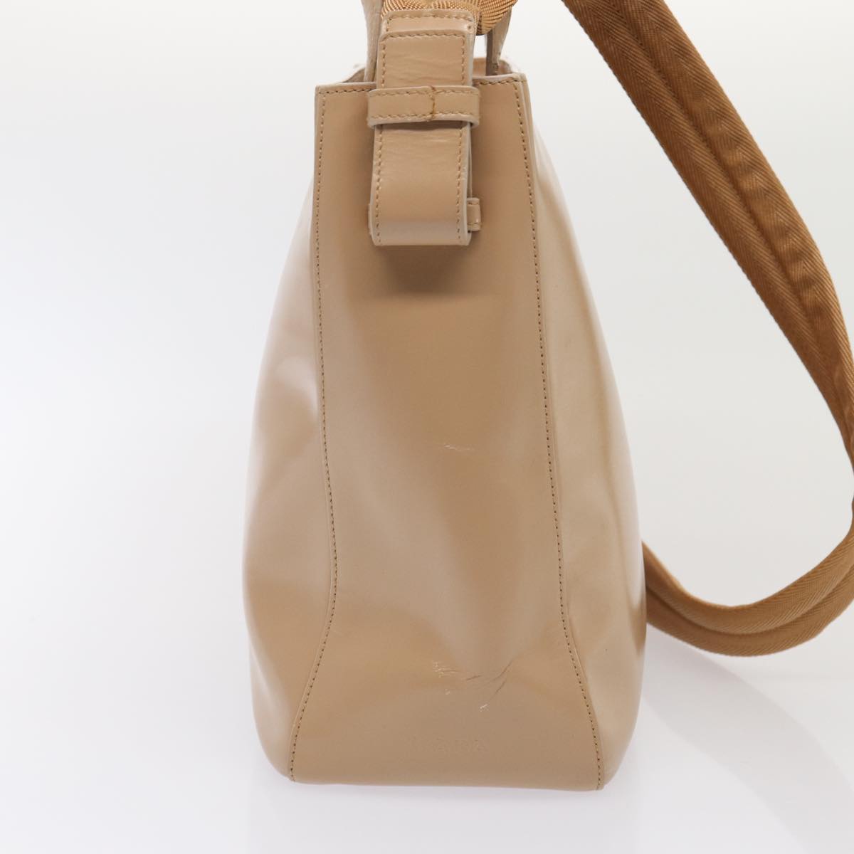 Luxury Prada Hand Bag Patent leather 2way Beige Silver  87345