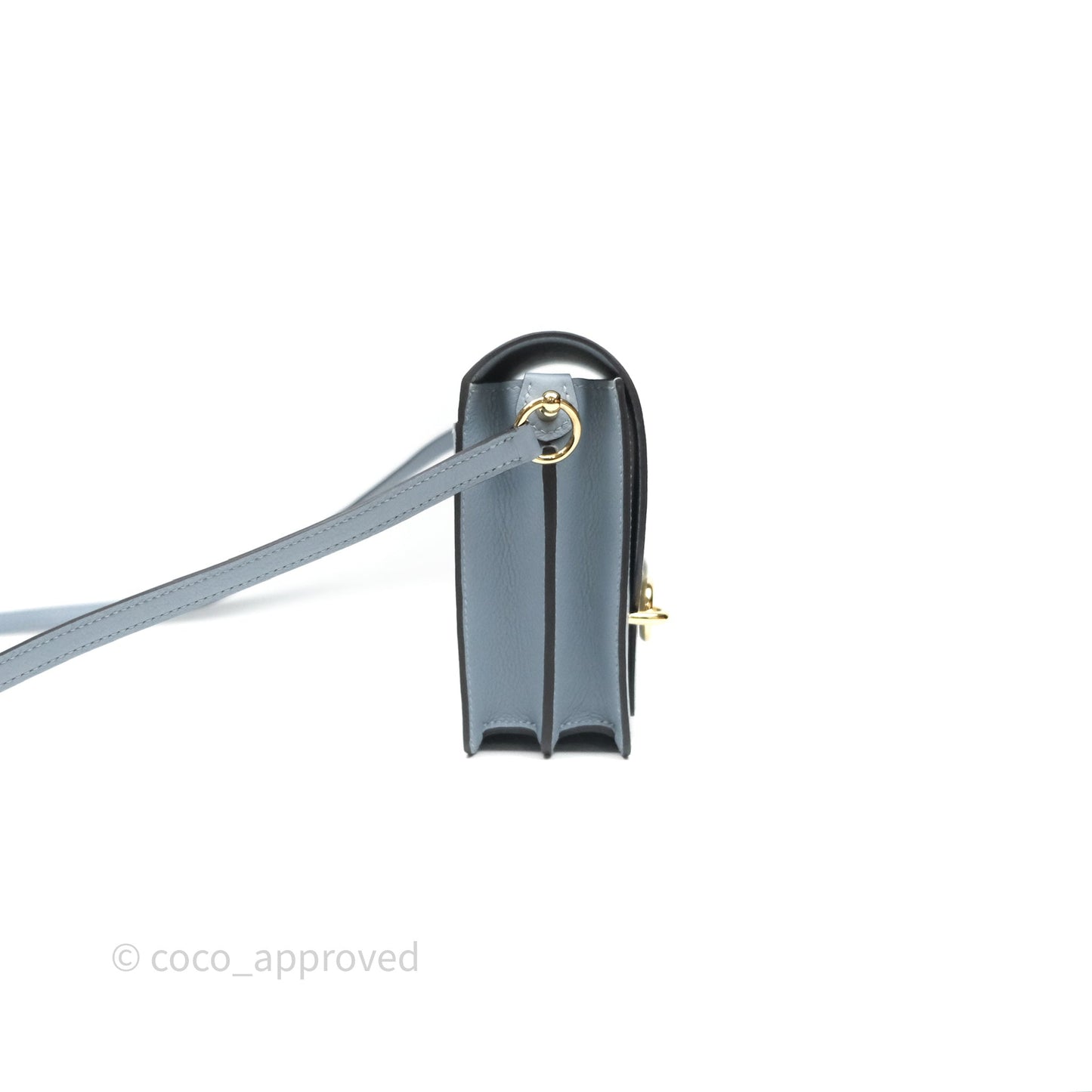 Hermès Roulis Mini 18 Bleu Lin J7 Evercolour Gold Hardware