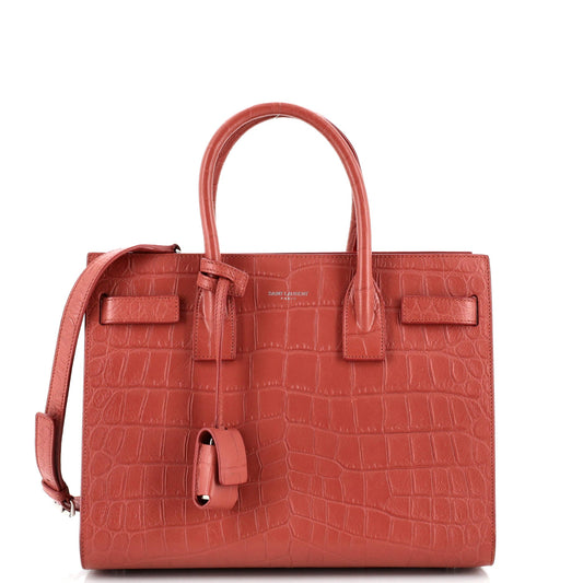Luxury Saint Laurent Sac de Jour NM Bag Crocodile Embossed Leather Baby