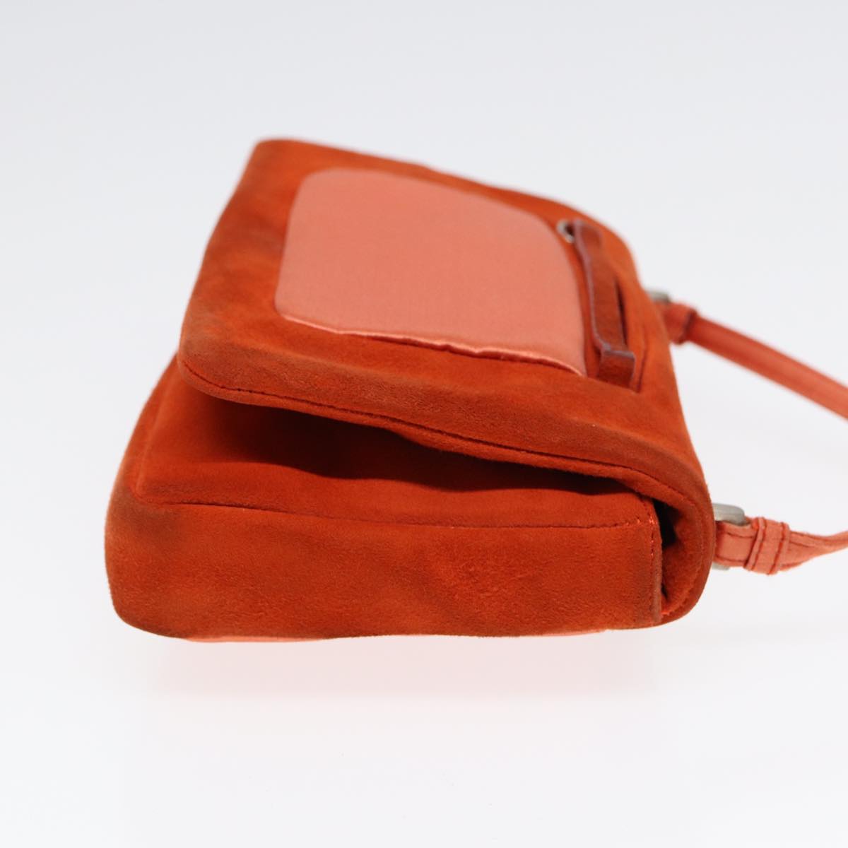 Luxury Prada Shoulder Bag Suede Orange Silver  87356