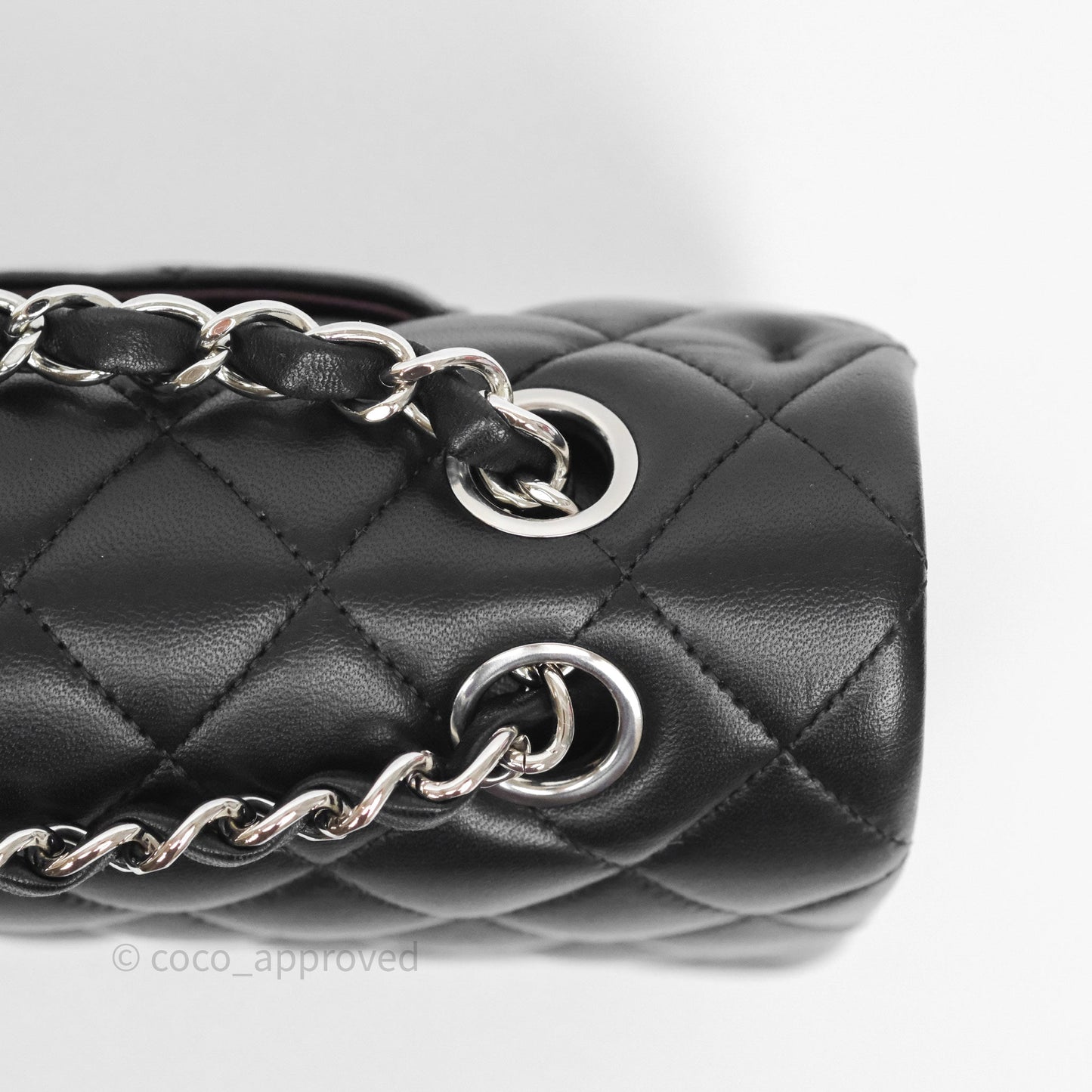 Chanel Classic M/L Medium Flap Quilted Black Lambskin Silver Hardware