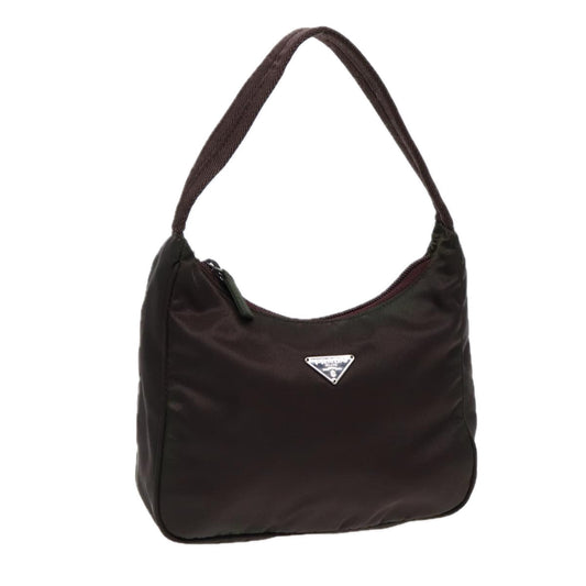 Luxury Prada Hand Bag Nylon Silver Brown  87360