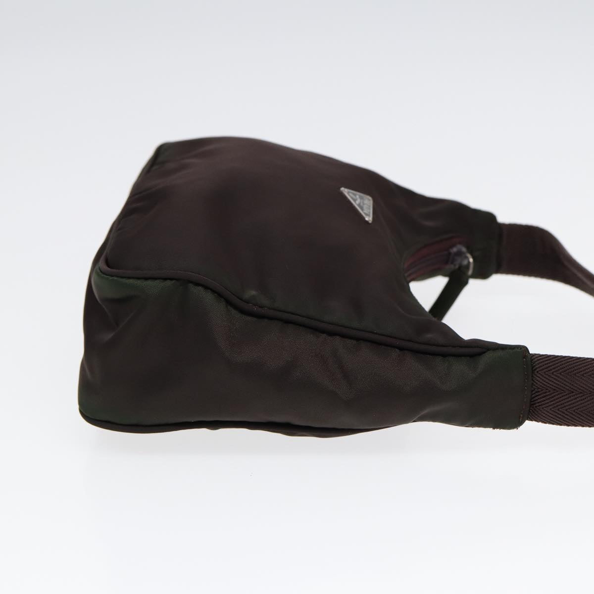 Luxury Prada Hand Bag Nylon Silver Brown  87360