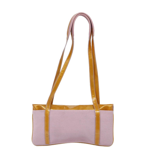 Luxury Prada Shoulder Bag Patent leather Orange Silver  87361