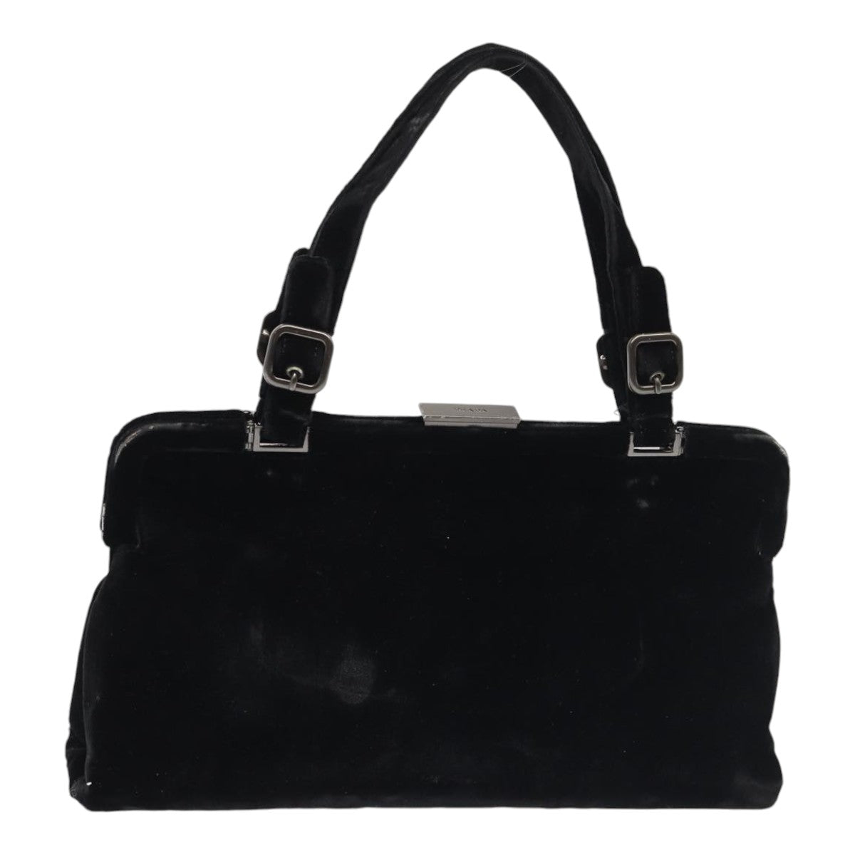 Luxury Prada Hand Bag Velor Black Silver  87363