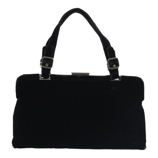 Luxury Prada Hand Bag Velor Black Silver  87363