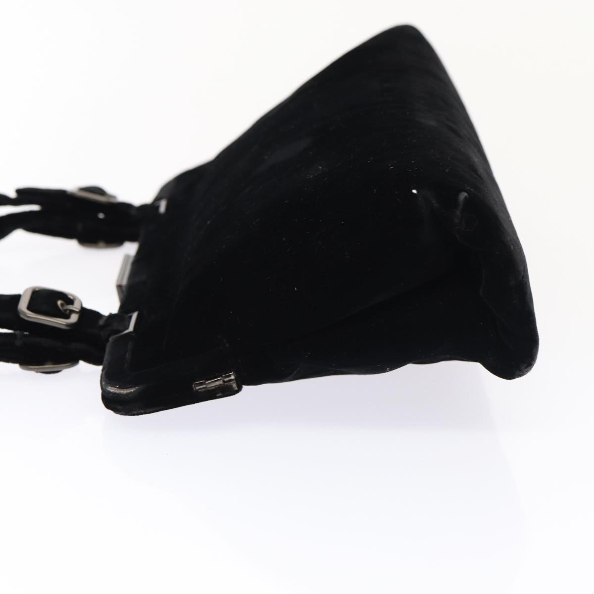Luxury Prada Hand Bag Velor Black Silver  87363